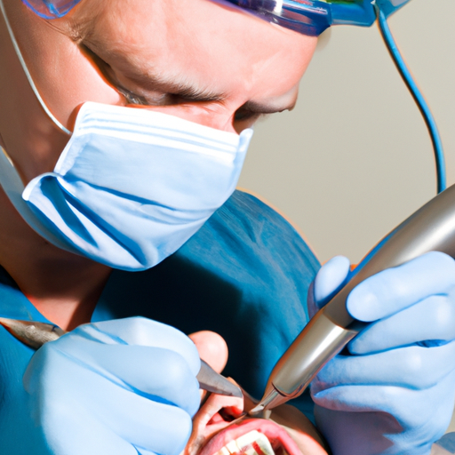 צילום של מנתח שיניים מבצע את הליך ההשתלה