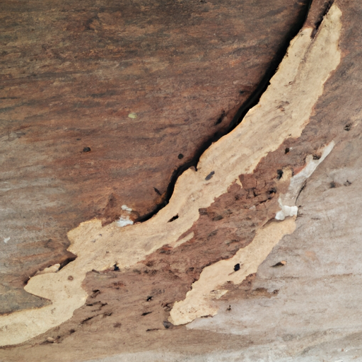 תמונה המציגה את הנזק שנגרם על ידי טרמיטים על מבנה עץ.