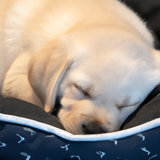 גור לברדור מקסים ישן בשקט על מיטת כלב מומלצת.